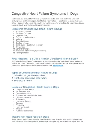 congestive heart failure symptoms in dogs