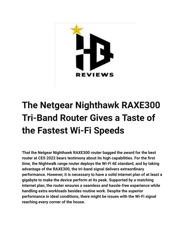 the netgear nighthawk raxe300 tri band router