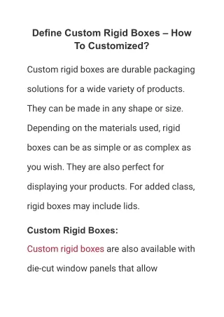 define custom rigid boxes how to customized