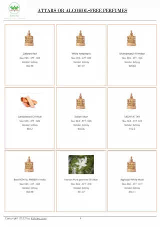 Attars or Alcohol free Perfumes