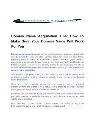 domain name acquisition tips how to make sure