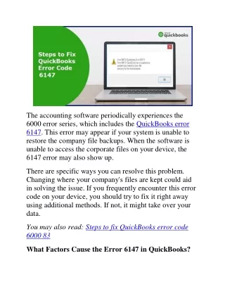How to Fix QuickBooks Error 6147?