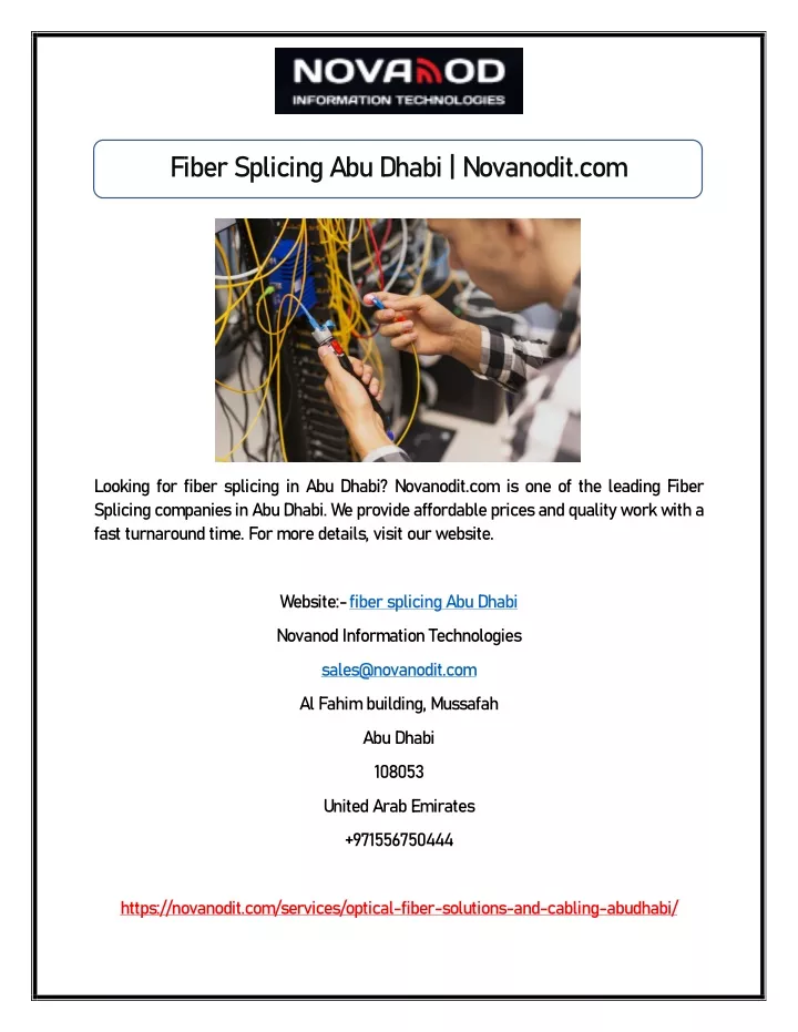 fiber splicing abu dhabi novanodit com