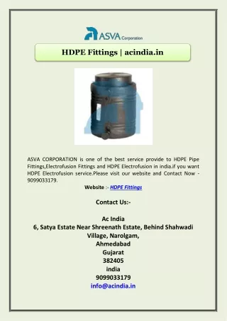HDPE Fittings | acindia.in
