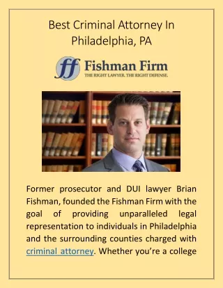 Best Criminal Attorney In Philadelphia