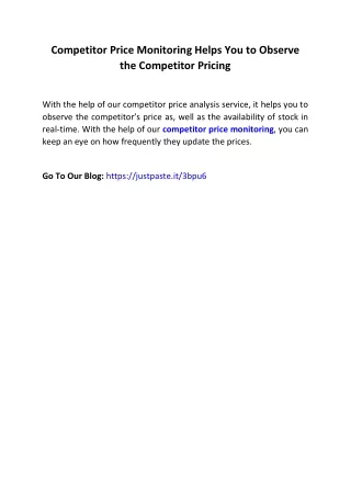 competitor price monitoring helps you to observe