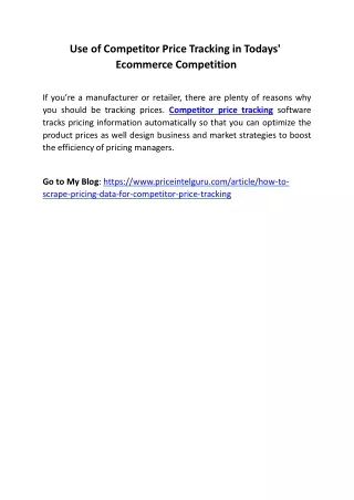 use of competitor price tracking in todays