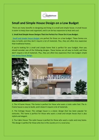 small and simple house design on a low budget
