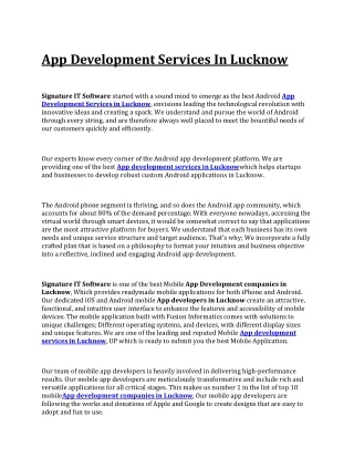 App Development Services In Lucknow