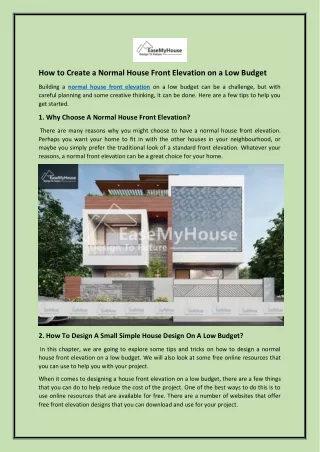 how to create a normal house front elevation