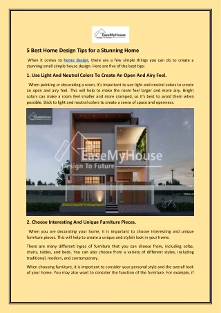 5 best home design tips for a stunning home