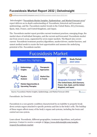 Fucosidosis Market Report 2032  DelveInsight
