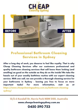 Professional Bathroom Cleaning Services in Sydney