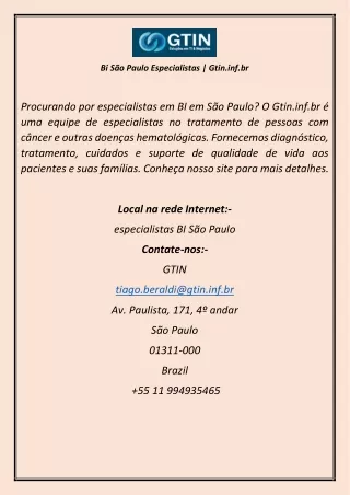 Bi São Paulo Especialistas  Gtin.inf.br
