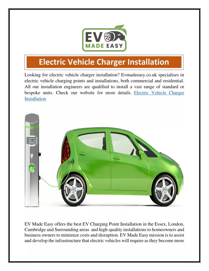 electric vehicle charger installation