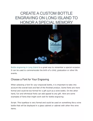 Bottle engraving long island