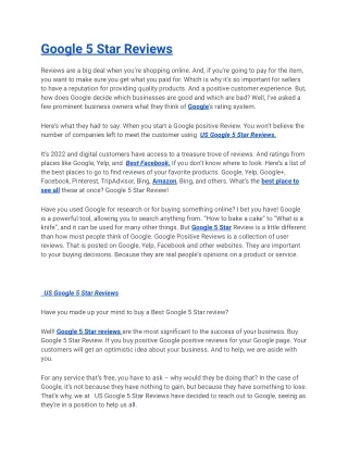 google 5 star reviews