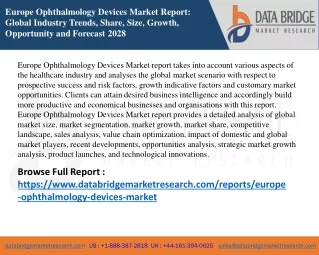 Europe Ophthalmology Devices Market Analysis, Insight, & Scope for Expand