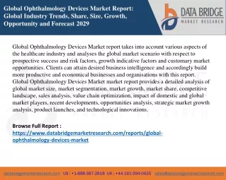 Global Ophthalmology Devices Market Insight Business Opportunities, Revenue