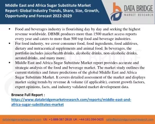 Middle East and Africa Sugar Substitute Market Insight Business Opportunities
