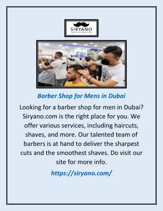 Barber Shop for Mens in Dubai