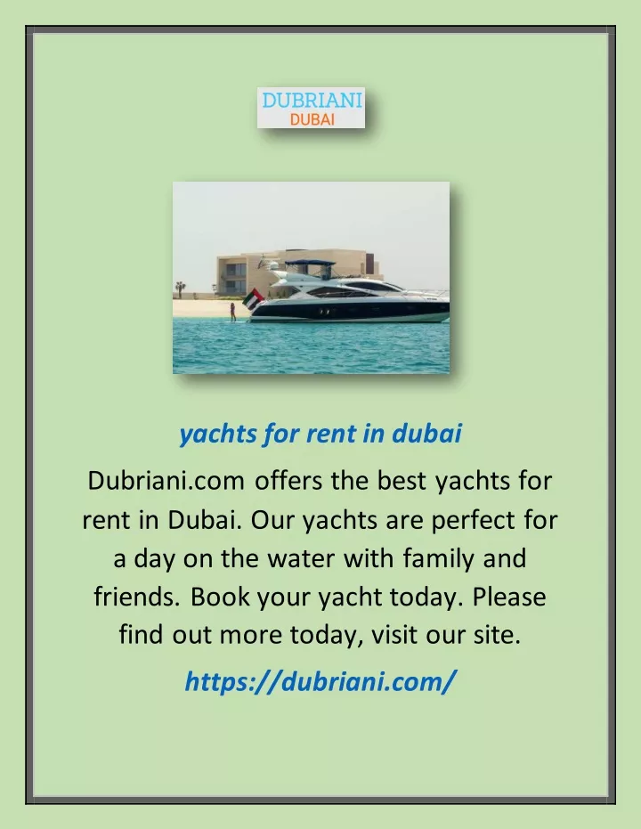 yachts for rent in dubai