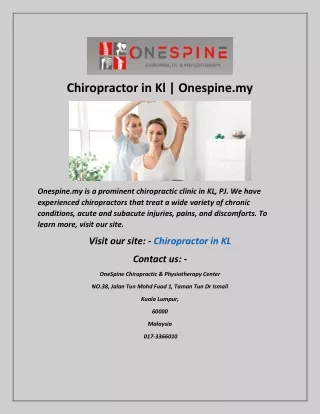 chiropractor in kl onespine my