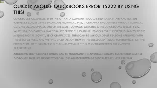 quickly abolish quickbooks error 15222 by using this