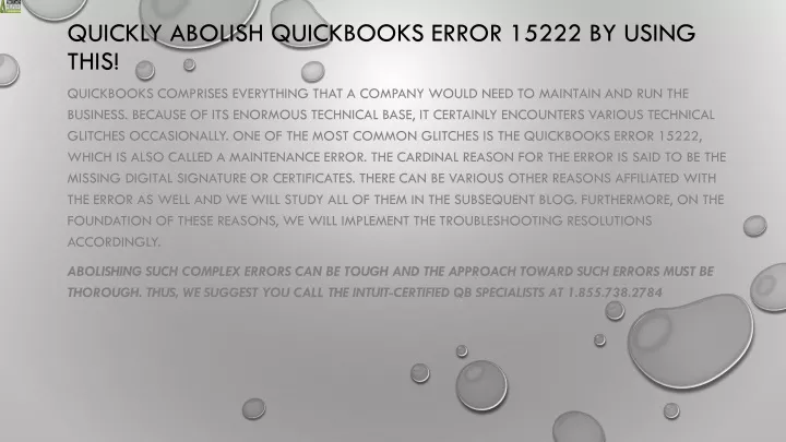 quickly abolish quickbooks error 15222 by using this