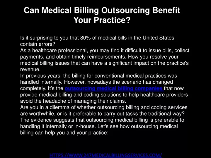 can medical billing outsourcing benefit your practice