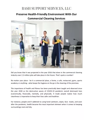 Preserve Health-Friendly Environment With Our Commercial Cleaning Services