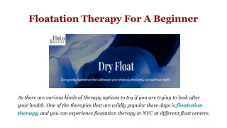 How Does Floatation Therapy Work?