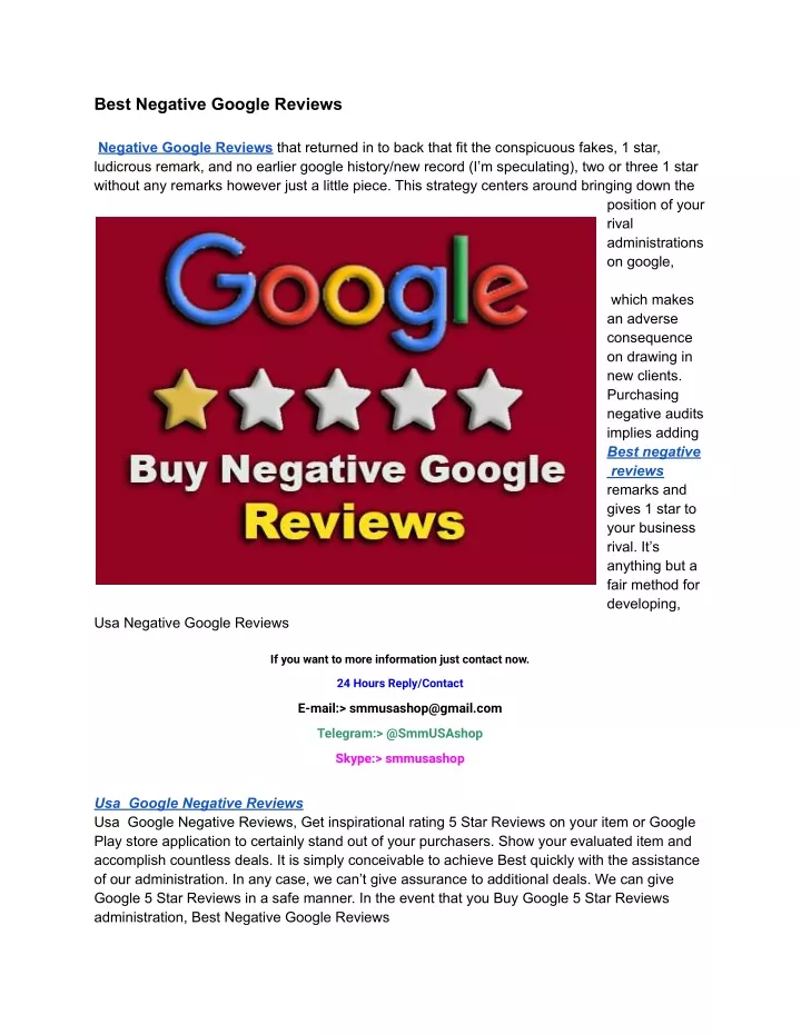 best negative google reviews