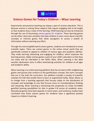 science games for today s children wizar learning