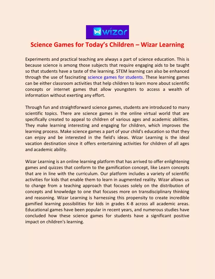 science games for today s children wizar learning
