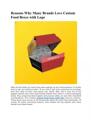 Reasons Why Many Brands Love Custom Food Boxes with Logo