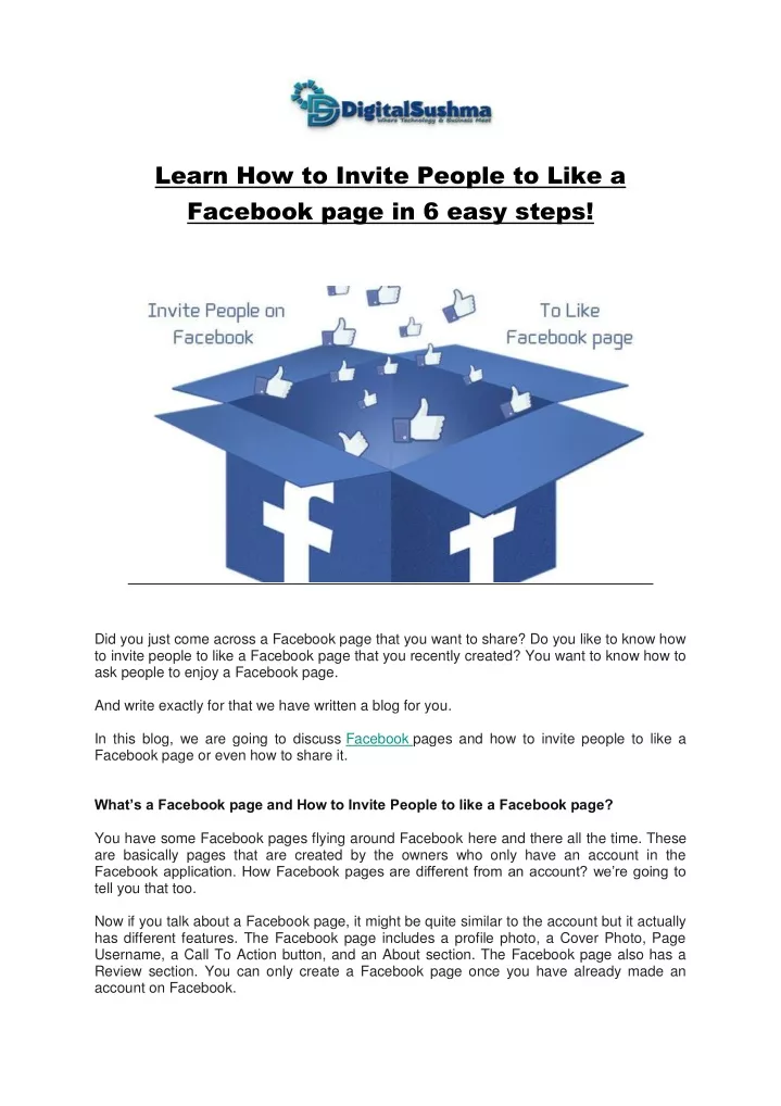 learn how to invite people to like a facebook