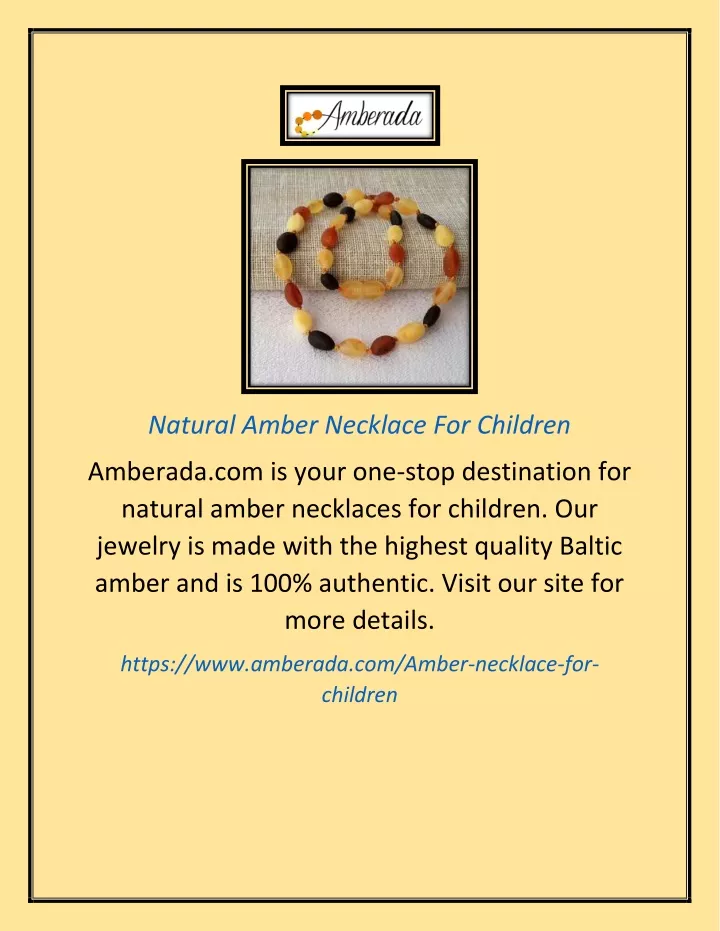 natural amber necklace for children