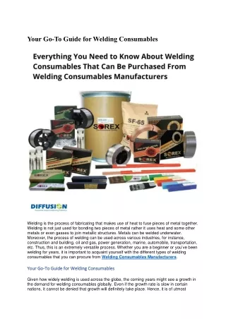 Your Go-To Guide for Welding Consumables