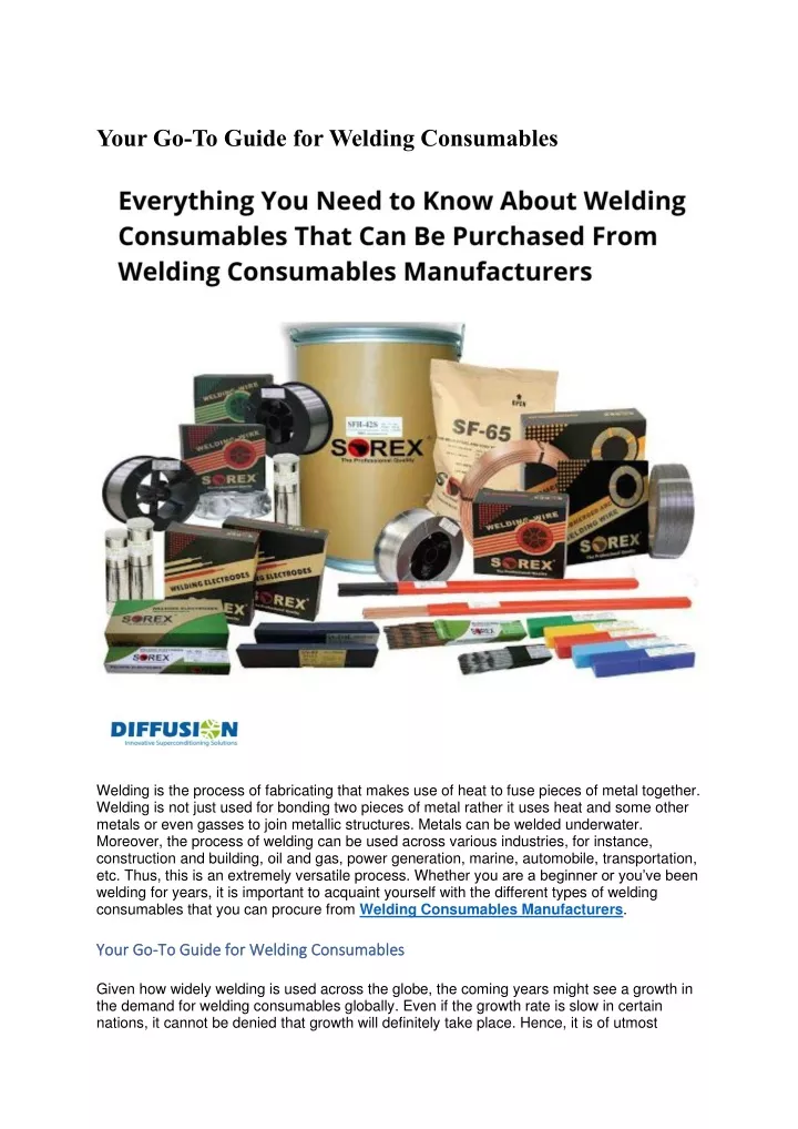 your go to guide for welding consumables