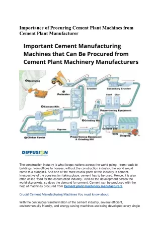 Importance of Procuring Cement Plant Machines from Cement Plant Manufacturer