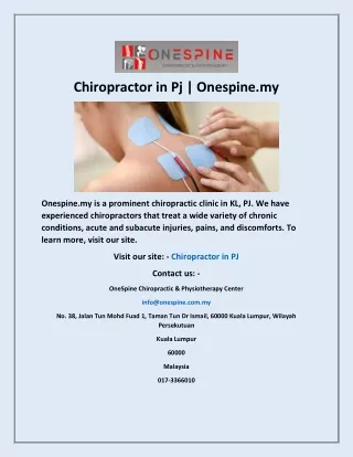 chiropractor in pj onespine my
