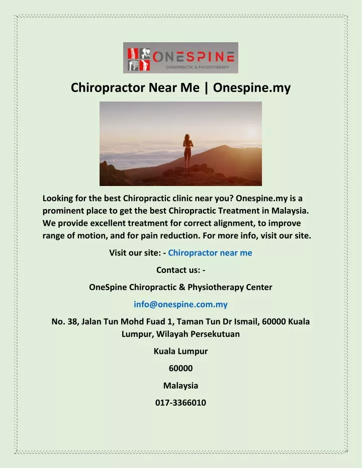 chiropractor near me onespine my