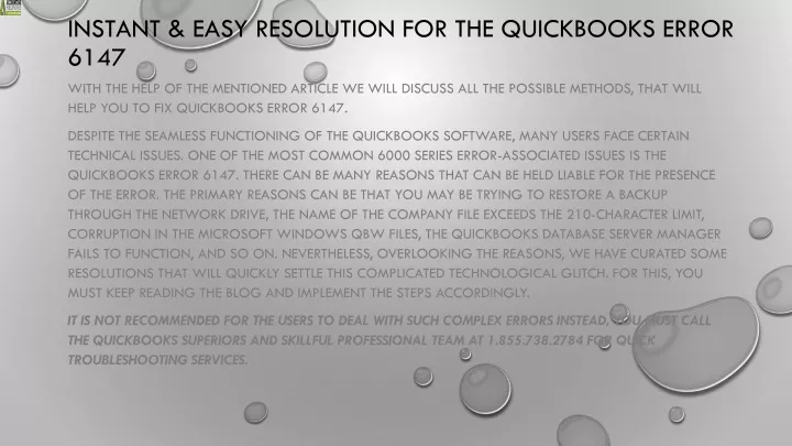 instant easy resolution for the quickbooks error 6147