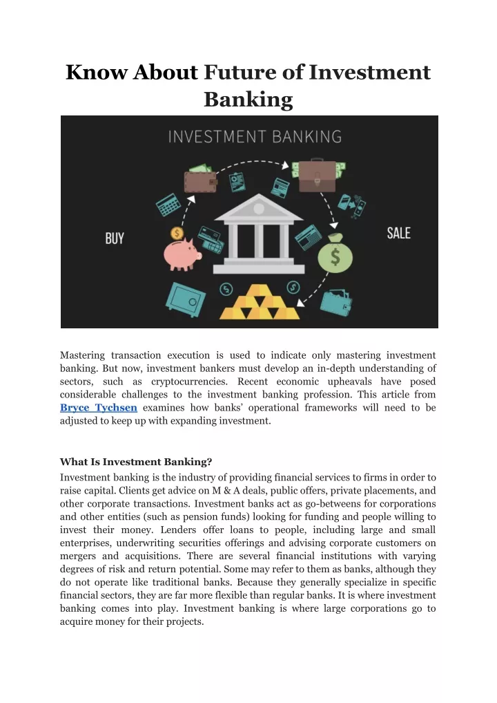 know about future of investment banking