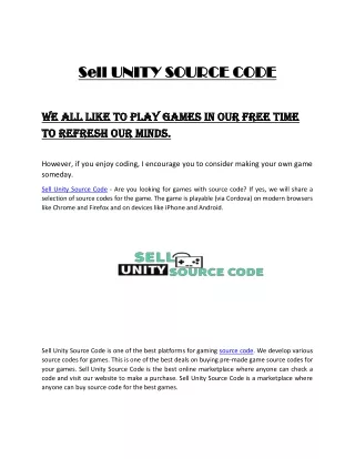sell unity source code sell unity source code