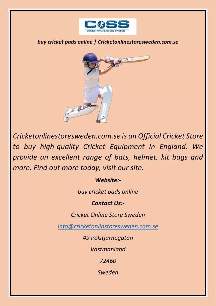 buy cricket pads online cricketonlinestoresweden