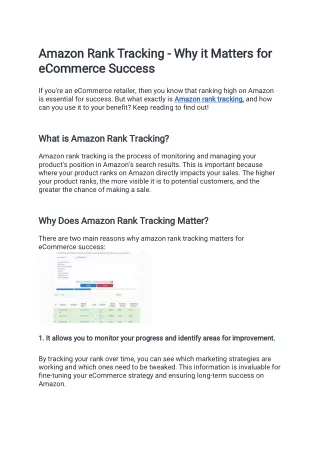 Amazon Rank Tracking - Why it Matters for eCommerce Success