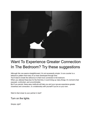 Want To Experience Greater Connection In The Bedroom