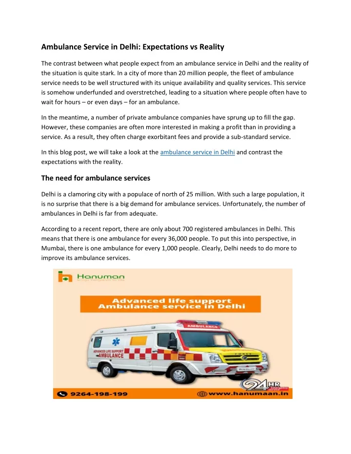 ambulance service in delhi expectations vs reality
